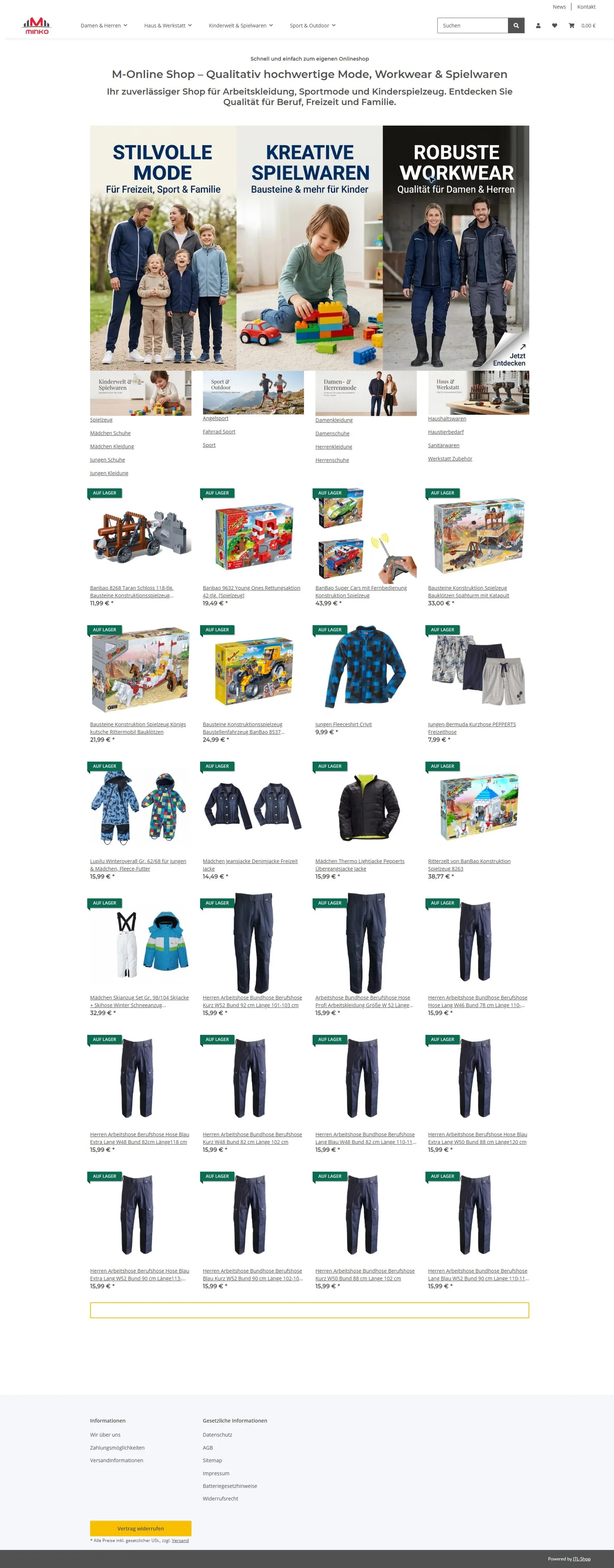 M-OnlineShop Startseite vor dem Redesign